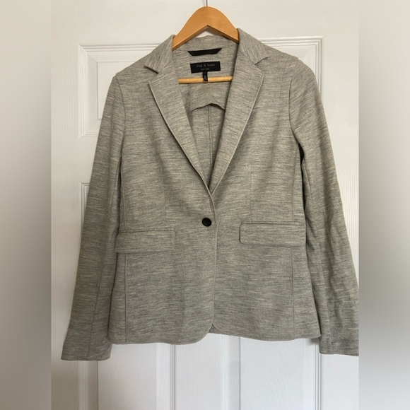 Rag And Bone Gray Wool Jersey Blazer Jacket Size 4 100% Wool - Picture 1 of 5
